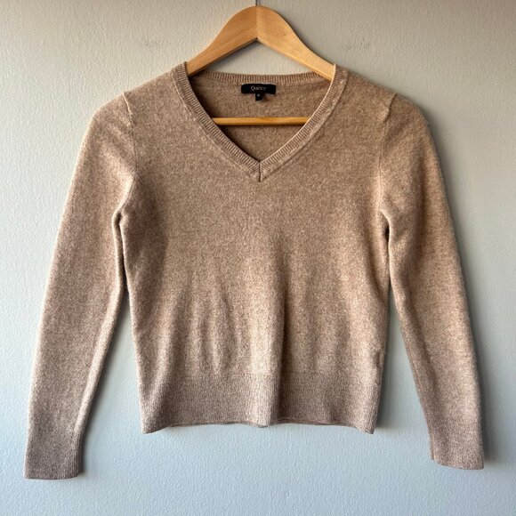 Quince 100% Mongolian Cashmere V-Neck Sweater – Oatmeal, Size Small - Picture 2 of 7